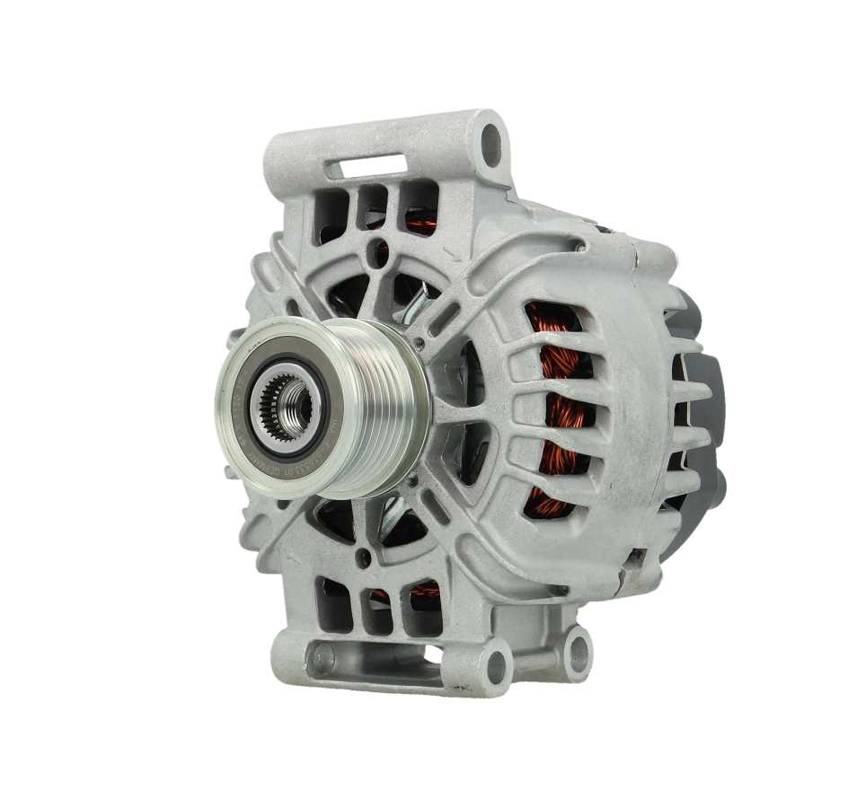 A silver 12V, 120amp alternator with a 49.3 mm pulley and 6 grooves, designed for Mini, renault and citroen vehicles.