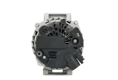 rear view of A silver 12V, 120amp alternator with a 49.3 mm pulley and 6 grooves, designed for Mini, renault and citroen vehicles.
