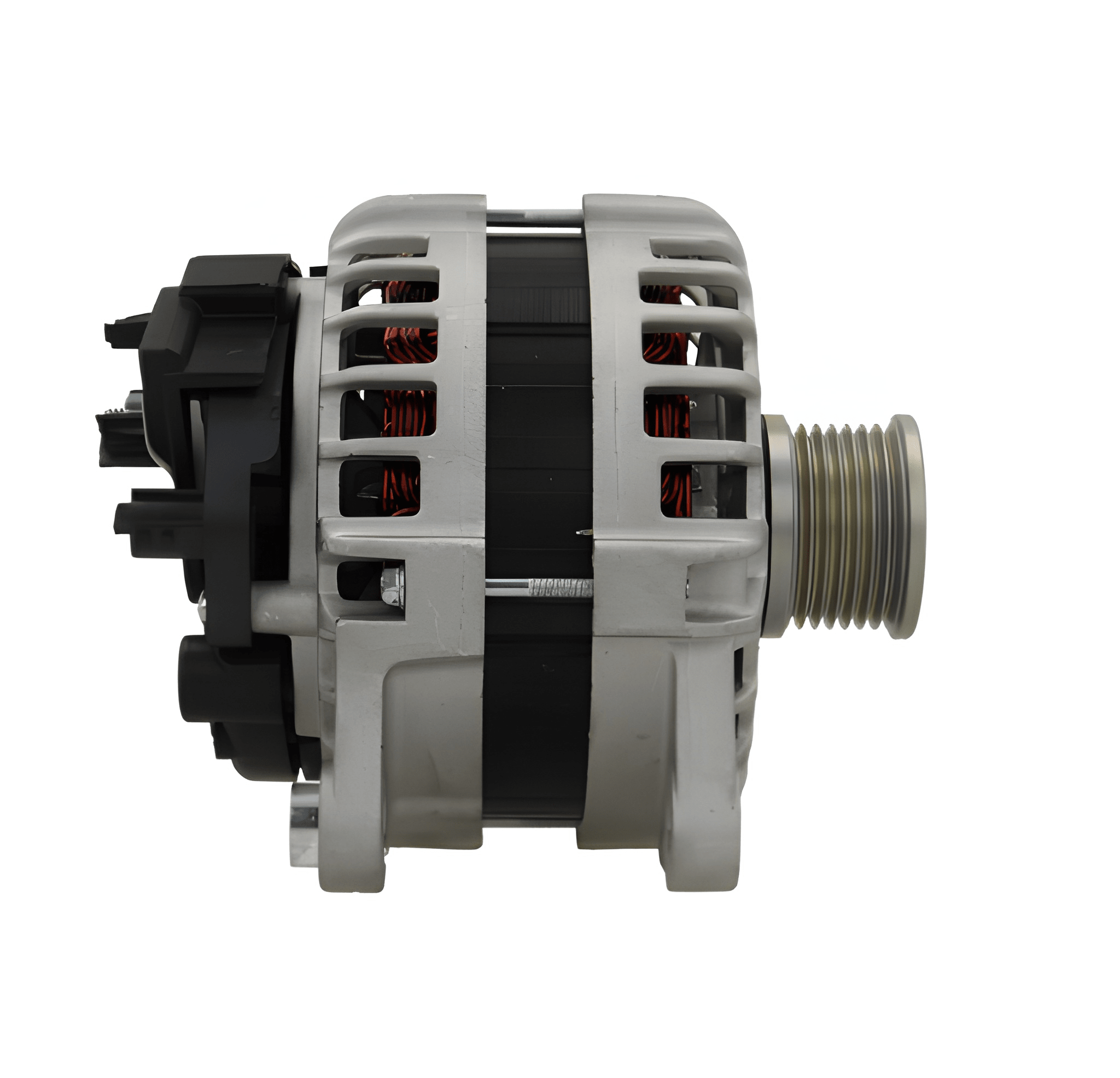 Car alternator on a white background side view