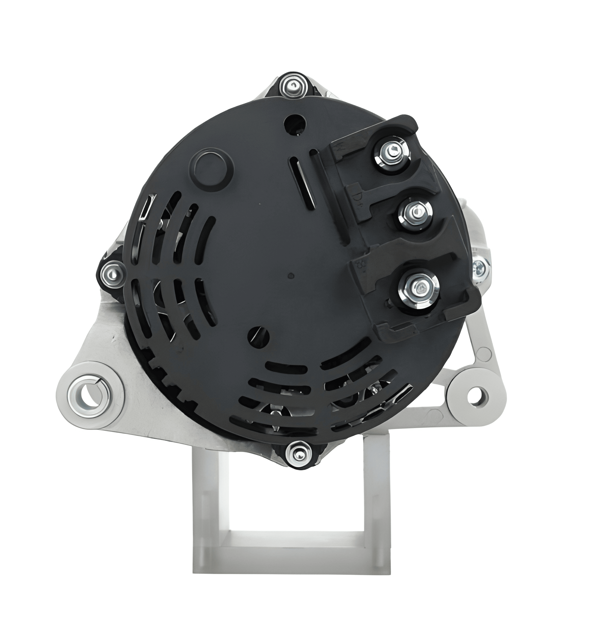 Automotive alternator on a white background