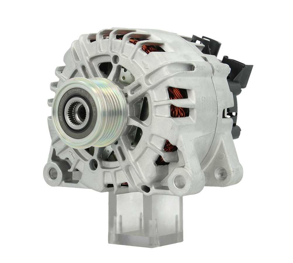 A new aftermarket alternator for Ford vehicles, with metal body and free wheel pulley.