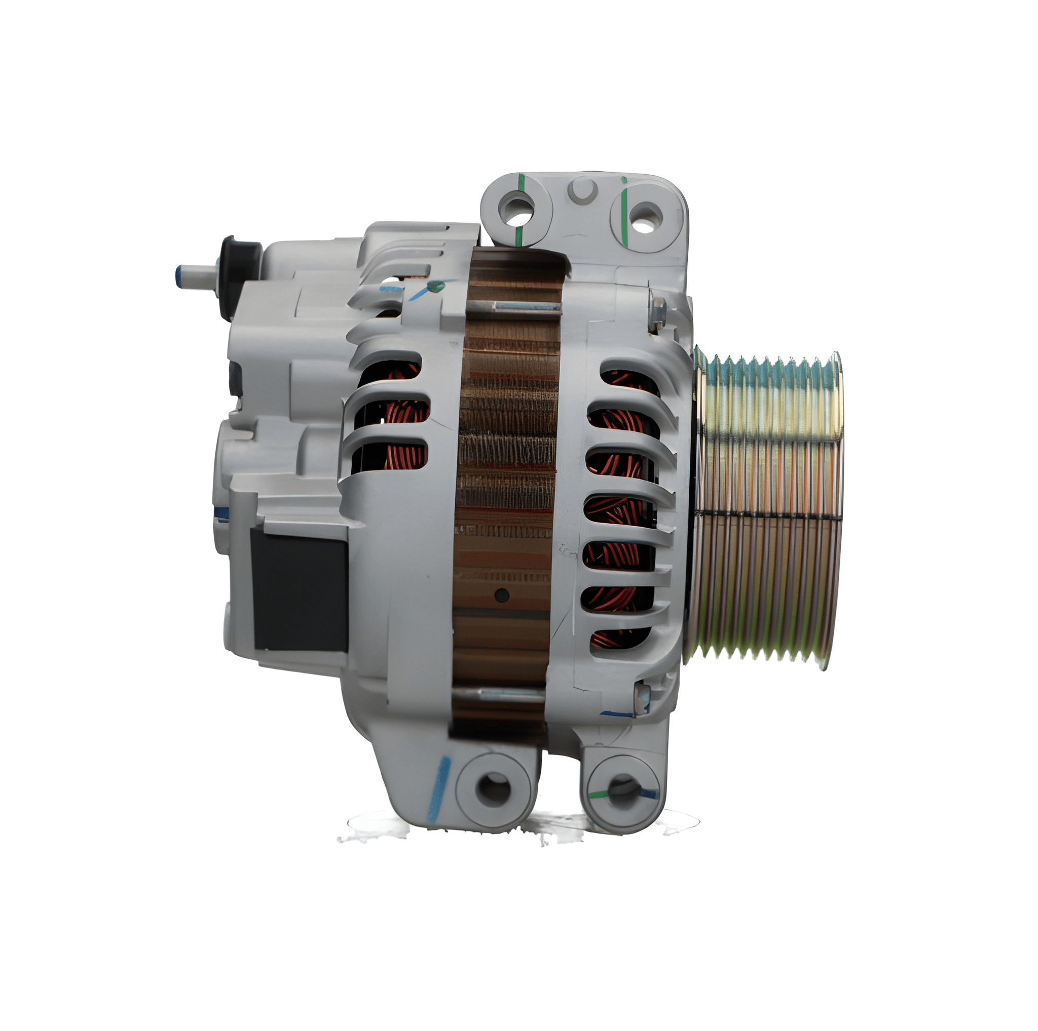 Car alternator on a white background side view