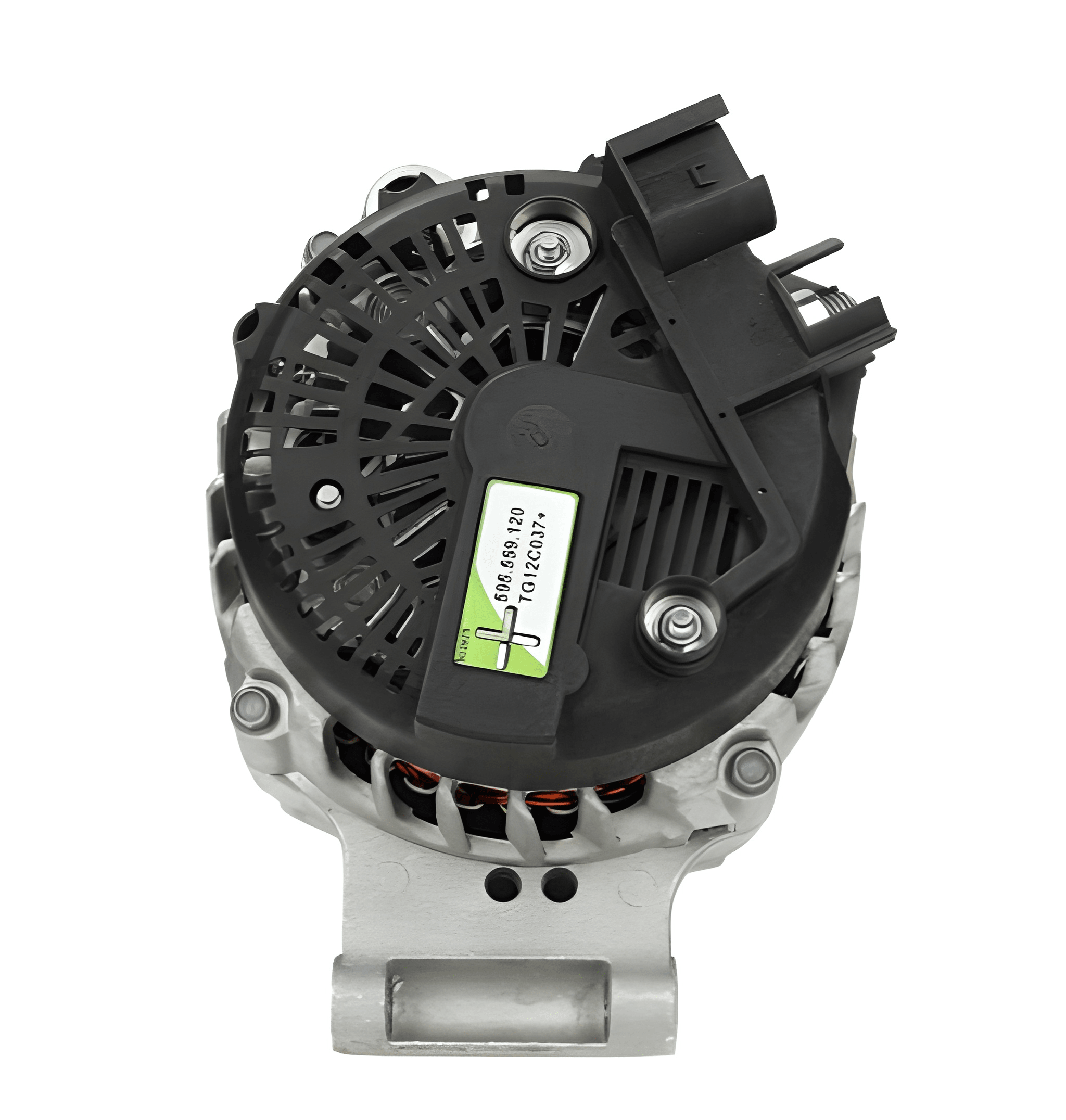 Car alternator on a white background