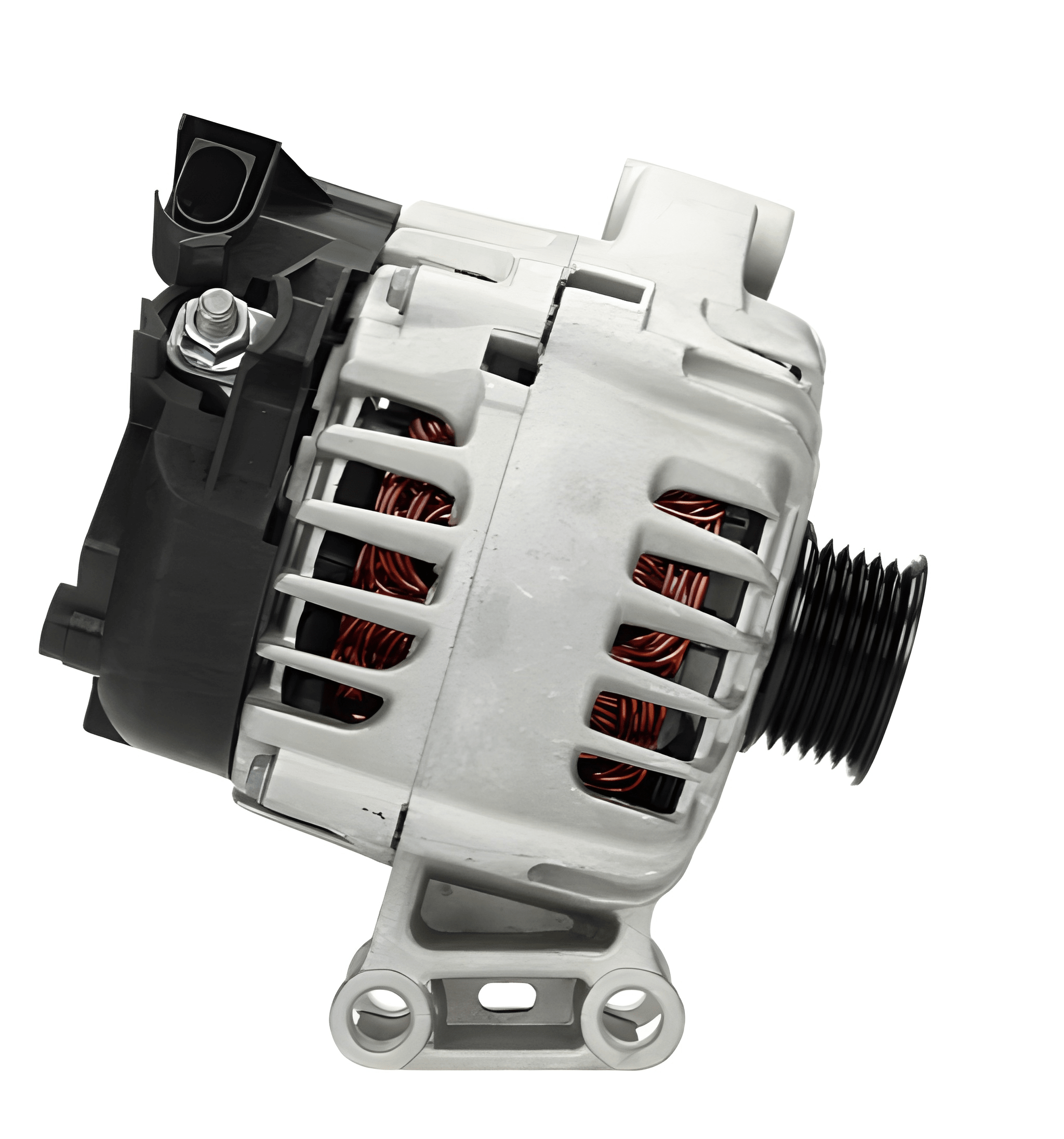 Car alternator on a white background