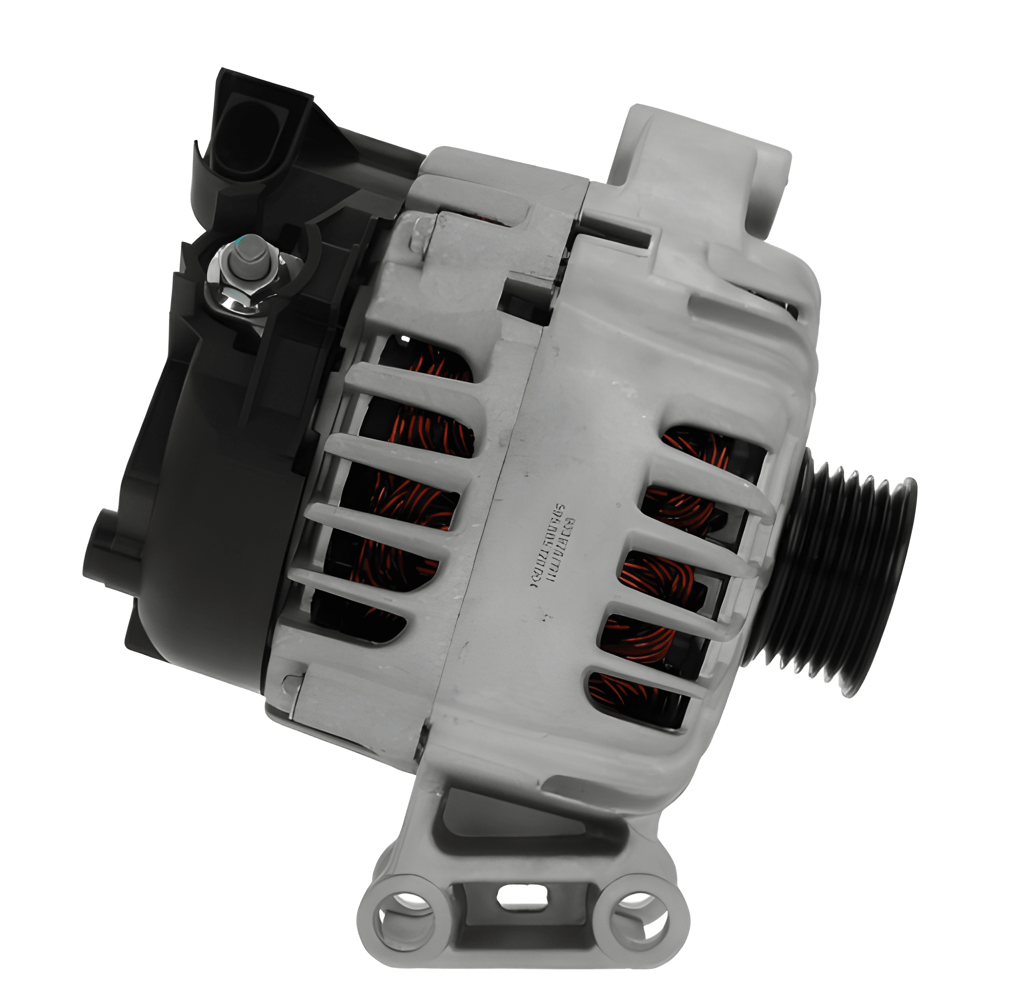 A Ford 12V 120A alternator, showing a metallic body with mounting holes and a pulley for the belt drive.