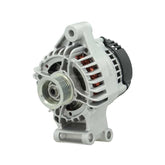 A Ford 105A 12V alternator, showing a metallic body with a pulley and connectors.