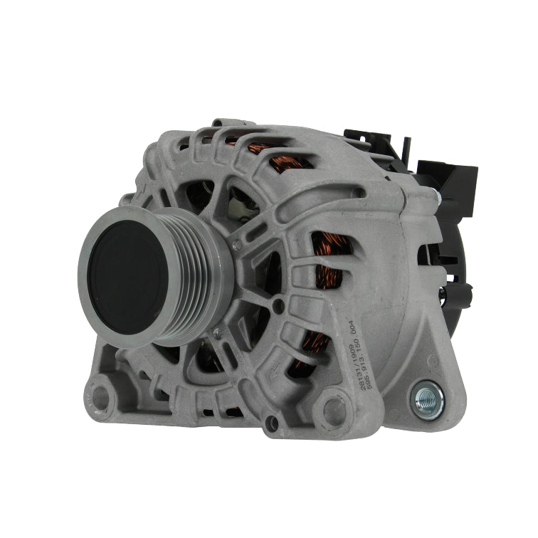 A new 12V 150Amp aftermarket alternator for Ford vehicles, with a metal body and a black plastic cover.