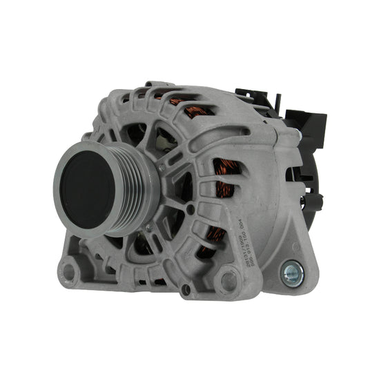 A new 12V 150Amp aftermarket alternator for Ford vehicles, with a metal body and a black plastic cover.