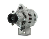 A new 120amp 12V aftermarket alternator for Land Rover vehicles, with a metal body and a pulley for belt-driven operation.