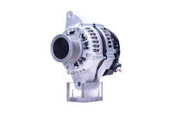 A Toyota 85A alternator, showing the front view with mounting holes, pulley, and electrical connections.