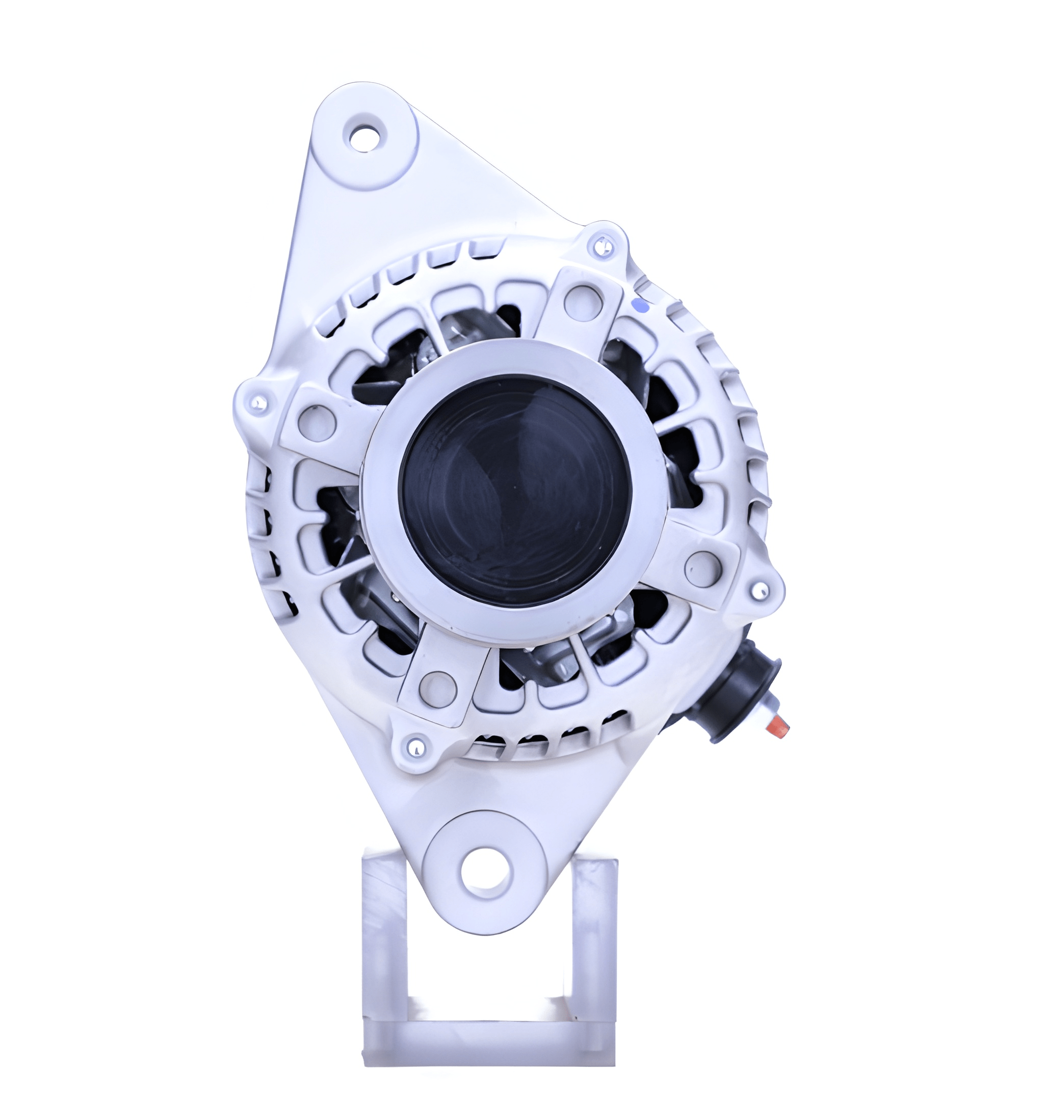 front view of a Car alternator on a white background