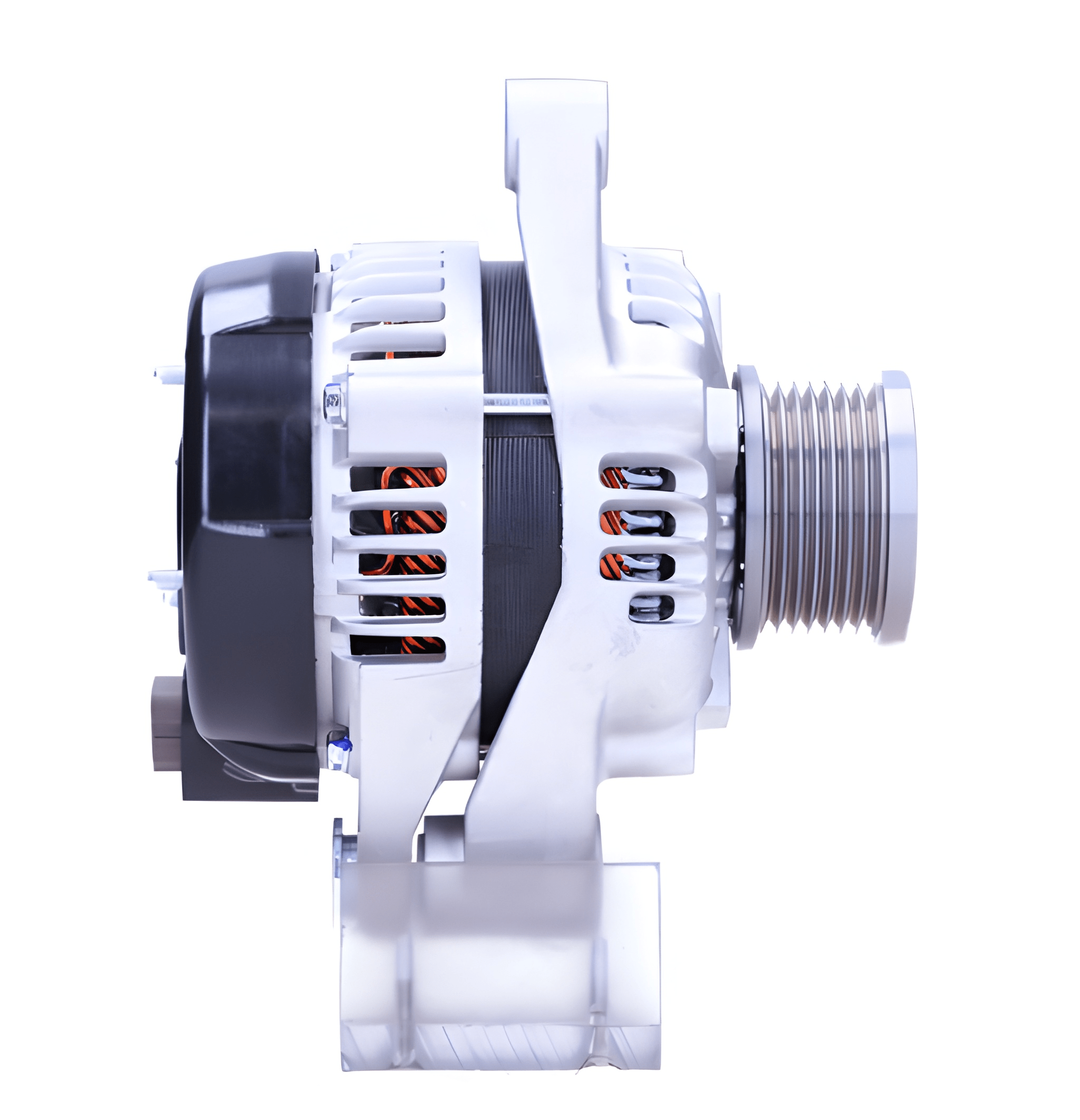 Car alternator on a white background side view