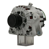 A Ford 165A alternator, showing a metallic body with a black free wheel pulley, mounting holes, and electrical connections.