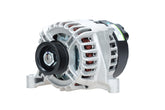 A new aftermarket alternator for Fiat vehicles, featuring a metal body with wiring and a pulley system.