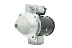 A new 12V 2.8KW new holland starter motor for a tractor, predominantly silver and black in color.