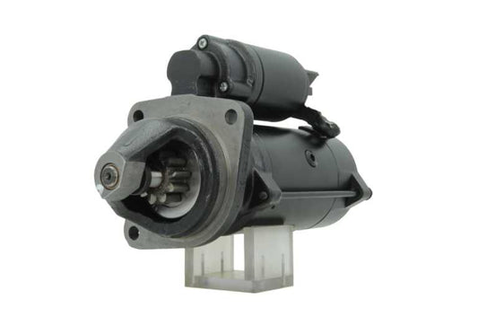A 12V 3.2KW new aftermarket starter motor for perkins engines, 10 teeth  predominantly black in color.