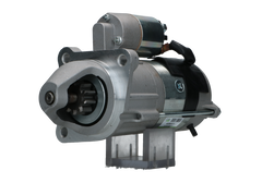 A new 12V aftermarket 3.0KW starter motor designed for Perkins engines, featuring a metallic body with a black cover and electrical connectors.