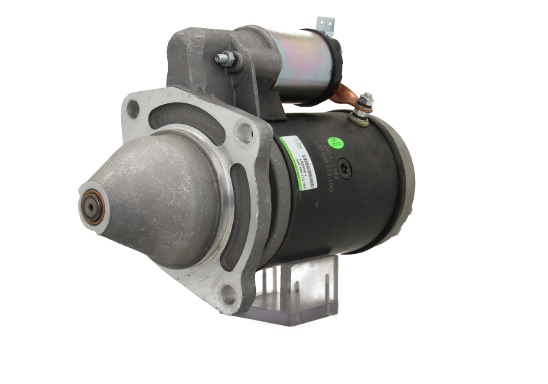 A 12V starter motor, 2.1KW, for a david brown vehicle, predominantly in black color with metal components and electrical connectors.