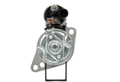 rear view of a new 12V starter motor 1.7KW for Volkswagen, Seat, Skoda and Audi vehicles, displaying the front left side with 11 teeth and a 76.1 mm spigot.