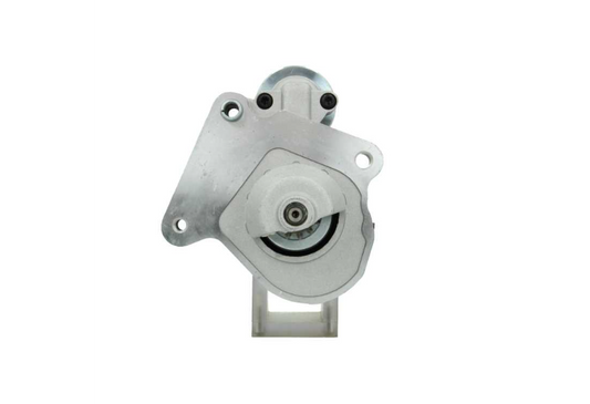front view of A new 12V starter motor for Ford and mazda vehicles with 12 teeth and power of 1.4KW, showing the metal body and electrical connectors.