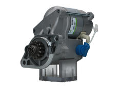 A new 12V Kubota starter motor 1.4KW, showing a metallic body with wiring and a blue component on the side.