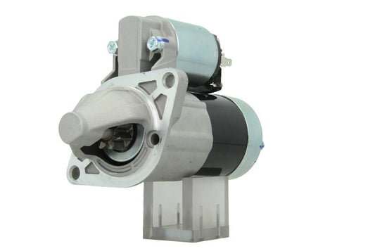 A new 12V Kubota starter motor with a silver and black colour scheme, 8 teeth designed for 0.95 kW power output.