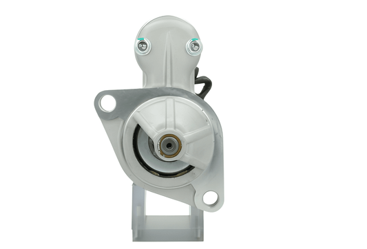 front view of A new 12V 0.8KW Yanmar starter motor with a silver and black color scheme, featuring a 66 mm spigot and 8 teeth.
