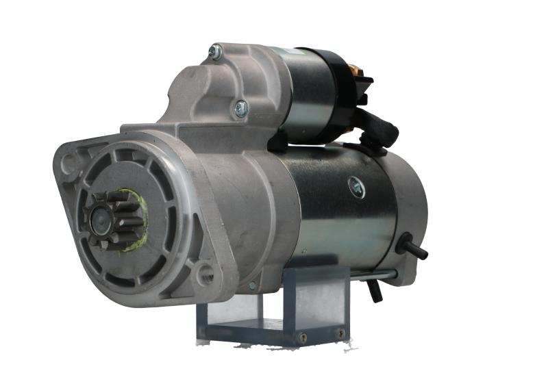 A new 12V Deutz-Fahr Khd 3.2 kw starter motor with a metal body, 9 teeth, electrical connectors, and mounting points visible.