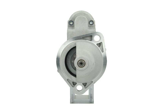 front view of A new 12V Deutz Fahr KHD 2.6 kw starter with a silver and gray color. comes with 9 teeth