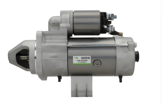A new 12V Deutz 3.0 kw starter with a silver and gray color.