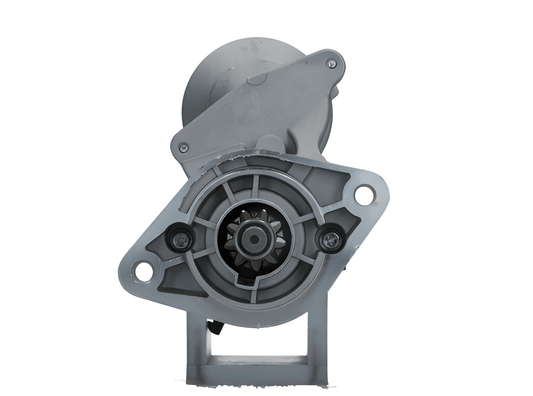 front view of a gray 12V Kubota starter motor for cars, 1.4KW power rating and 9 teeth