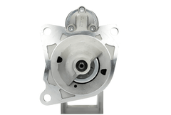 front view of A new 12V starter motor 2.2KW for Land Rover and mercedes vehicles, showcasing the metal body and electrical connectors.