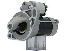 A new 12V 9 teeth 1.1KW starter motor for vehicles, predominantly metal with a gray finish, including mounting brackets and electrical terminals.