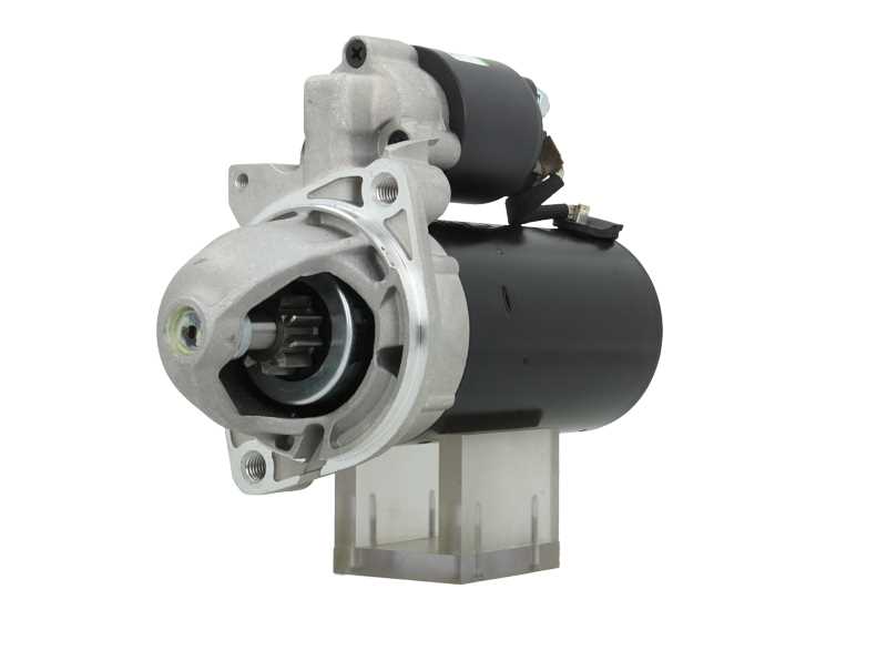 A new 12V starter motor 2.2KW with 10 teeth built for Mercedes vehicles, showcasing the metal body with electrical connectors and the drive gear.