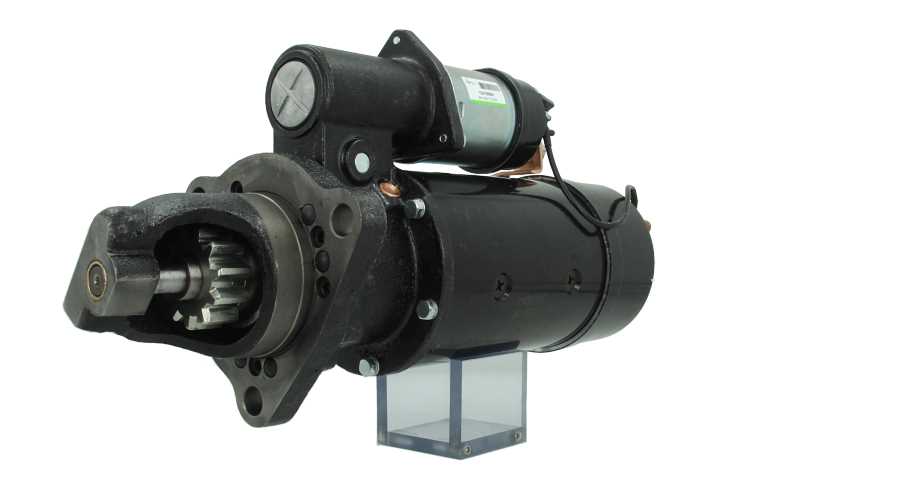 A 24V black starter motor with 8.0KW power rating and 11 teeth, built for various vehicles, featuring various electrical connections and a metallic body.