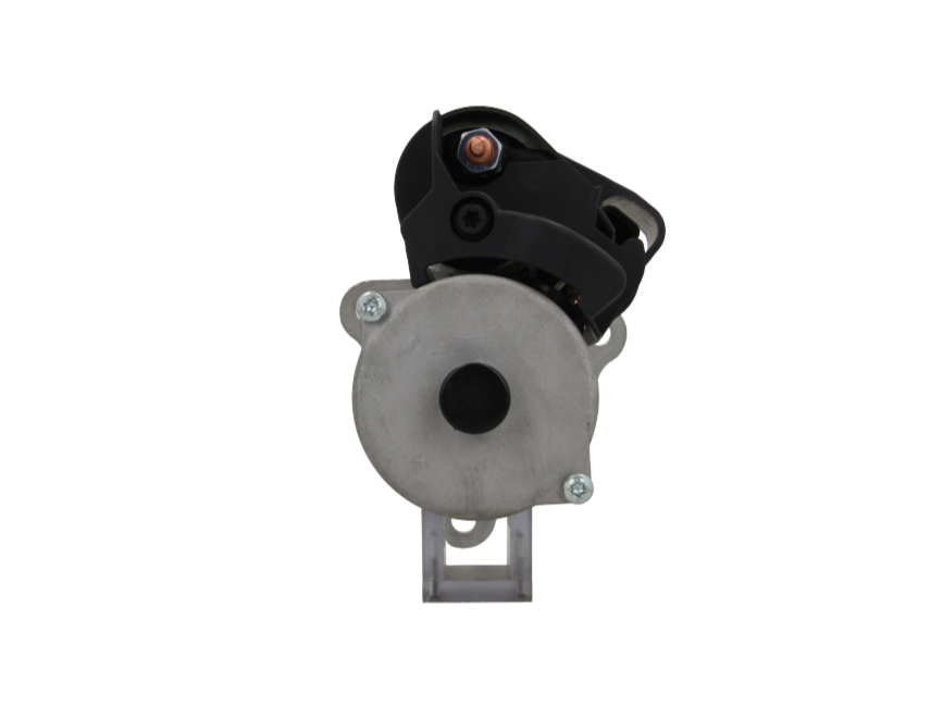 back view of A new 24v starter motor for a mutiple DAF trucks featuring a metallic body with a few mounting parts with a power of 6KW and comes with 12 teeth