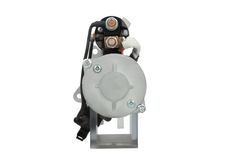 back view of A new 24V starter motor for Volvo and renault trucks, 5.5KW, 12 teeth with a metallic body and electrical connectors.