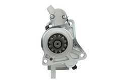 front view of A new 24V starter motor for Volvo and renault trucks, 5.5KW, 12 teeth with a metallic body and electrical connectors.