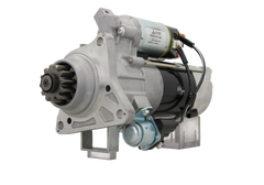 A new 24V 12 teeth starter motor for Volvo and renault trucks, 5.5KW showing the complete unit with wiring and mounting points.