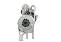 front view of A new 24V starter motor for Isuzu vehicles, 4.0KW showcasing its metallic body with mounting holes and electrical connectors.