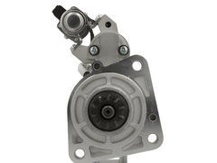 front view of A new 24V starter motor 5.0KW for Volvo and renault trucks, showing the metal body with electrical components and wiring.