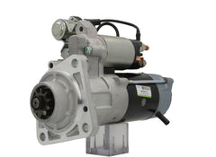 A new 24V starter motor 5.0KW for Volvo and renault trucks, showing the metal body with electrical components and wiring.