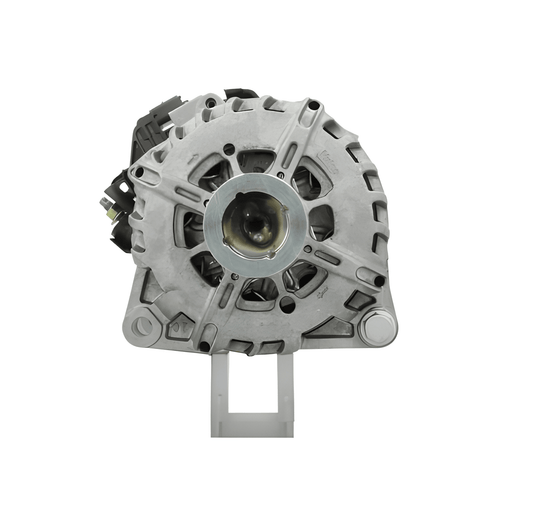 front view of a Car alternator on a white background
