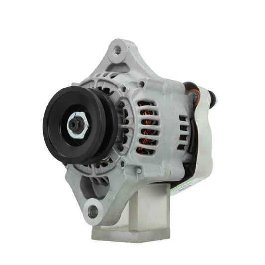 A new Kubota 40A alternator, showcasing its metallic body and free wheel pulley.