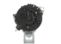 rear view of A new 12V aftermarket alternator 130Amps for Hyundai / Kia vehicles, featuring a metal body with a pulley and mounting points visible.