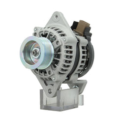A new Isuzu 12V, 80A alternator with a metal body, plastic components, and electrical connectors. fits isuzu D Max