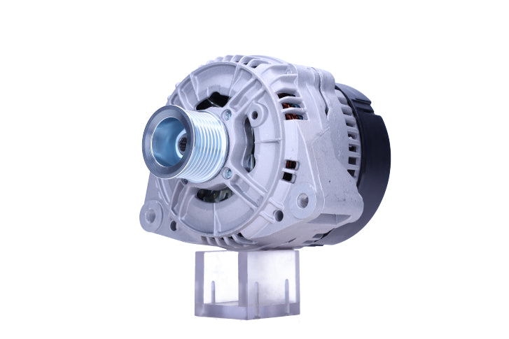 A John Deere 115A 12V alternator, showing a metal body with a pulley and mounting points, against a white background.