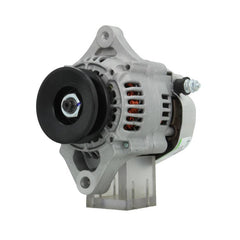 A new Kubota 40A alternator, showcasing a metallic body with a pulley and connection ports.