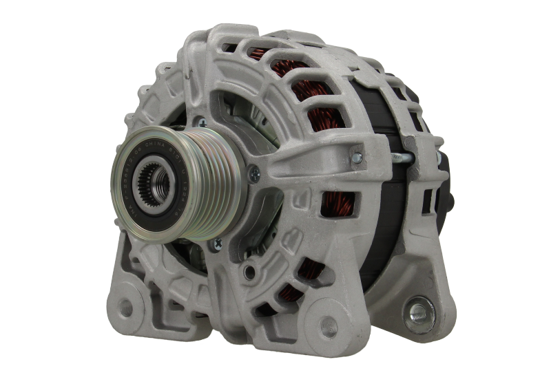 A Nissan 150A alternator, showing a metallic body with a pulley and mounting points, designed for a vehicle's electrical system.