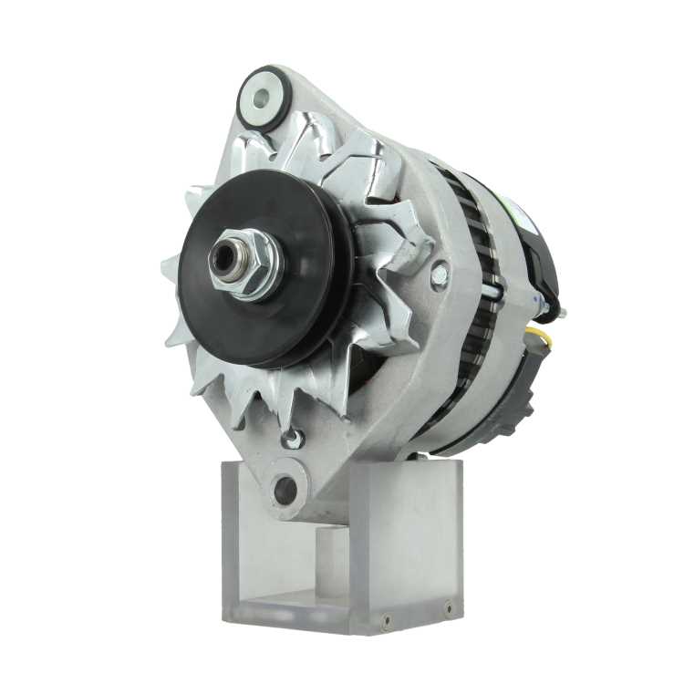 A new aftermarket alternator for Volvo Penta, featuring metal construction with a pulley and mounting points.